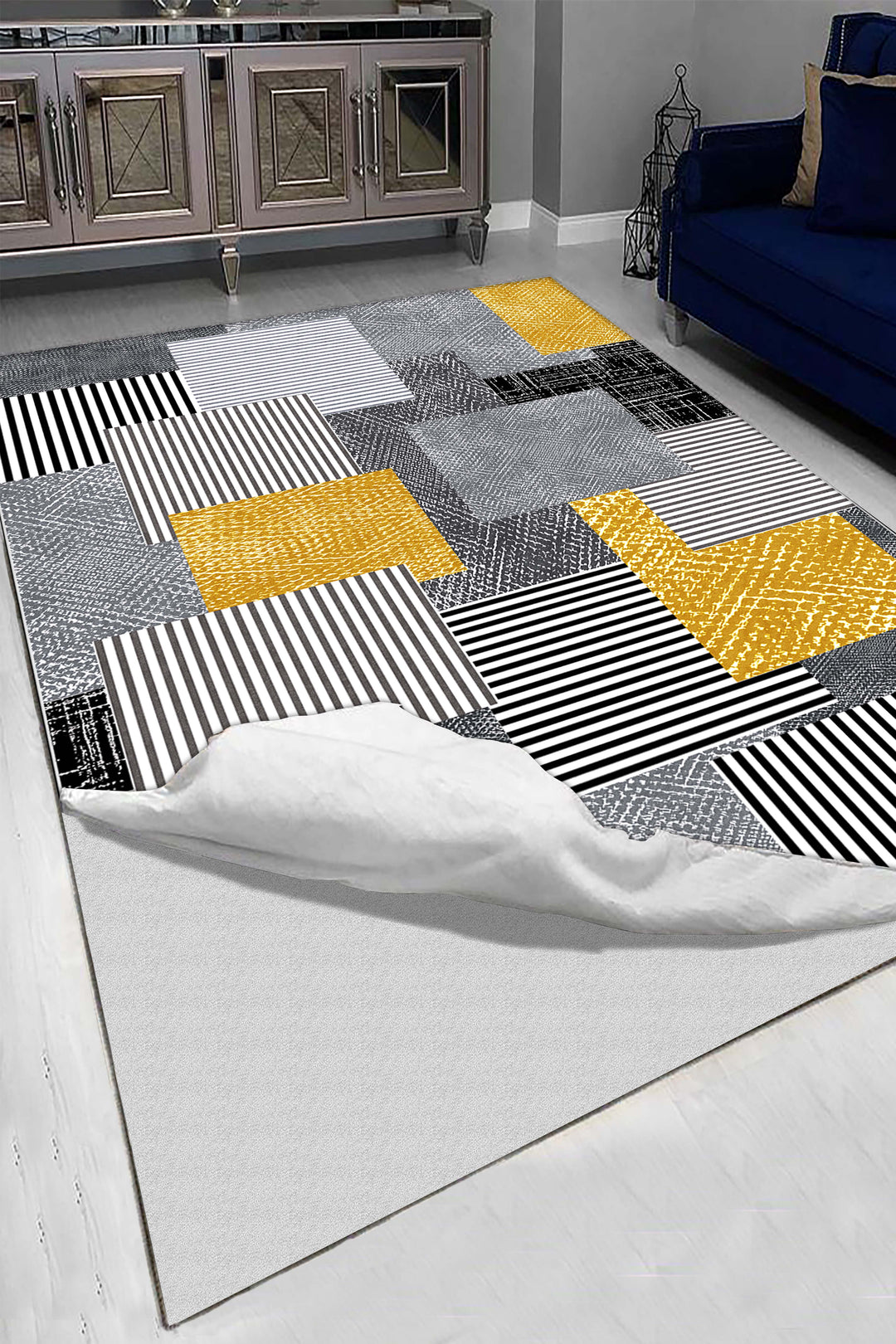 Minimal   Geometrik Halı Örtüsü – Kaymaz, Yıkanabilir, Modern Halı Desen