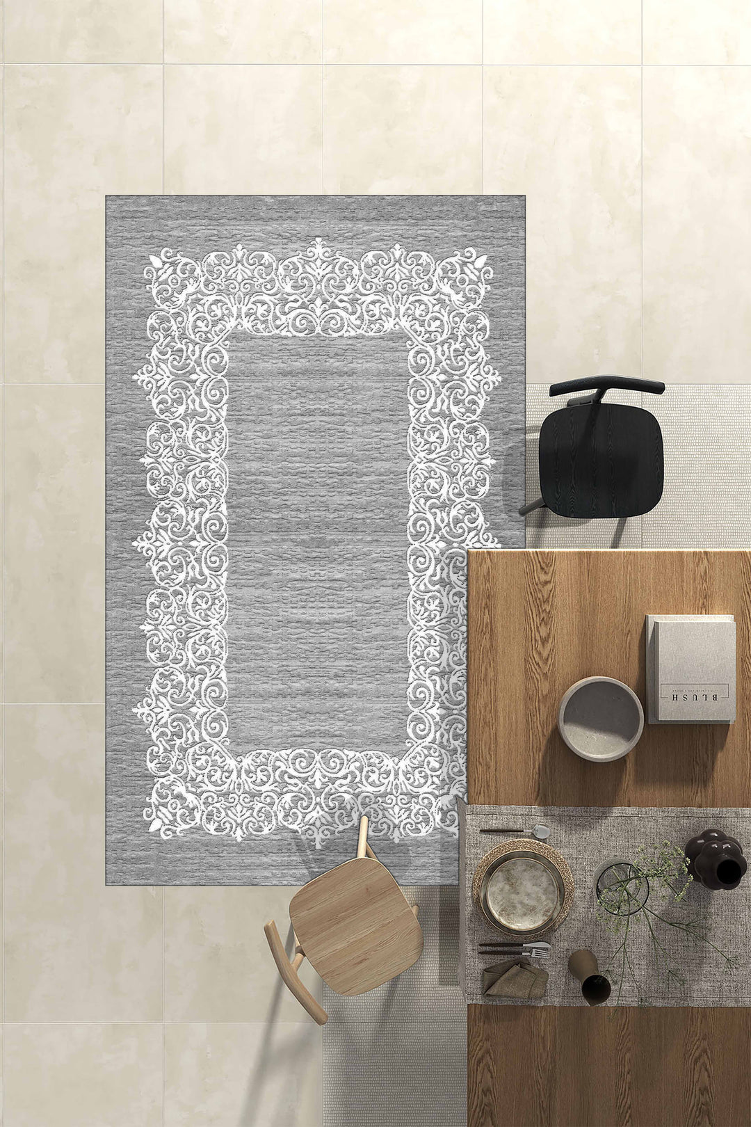 Minimal  Halı Örtüsü – Kaymaz, Yıkanabilir, Modern Halı Desen 3032