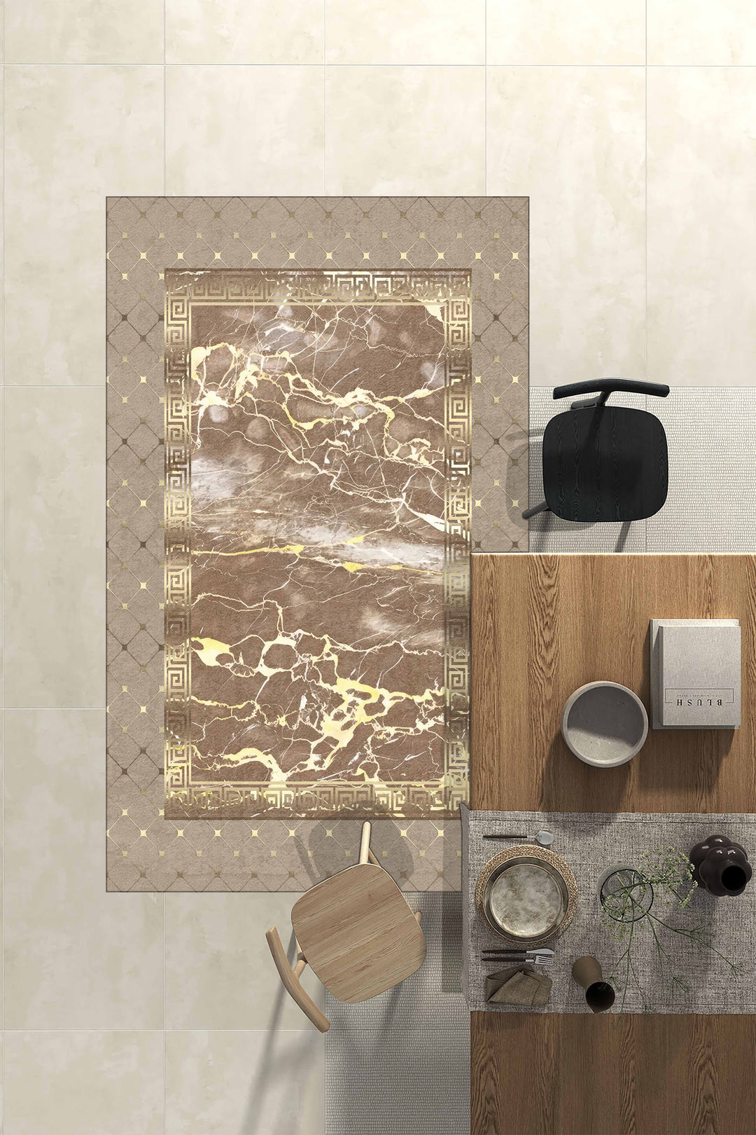 Minimal  Halı Örtüsü – Kaymaz, Yıkanabilir, Modern Halı Desen 3035