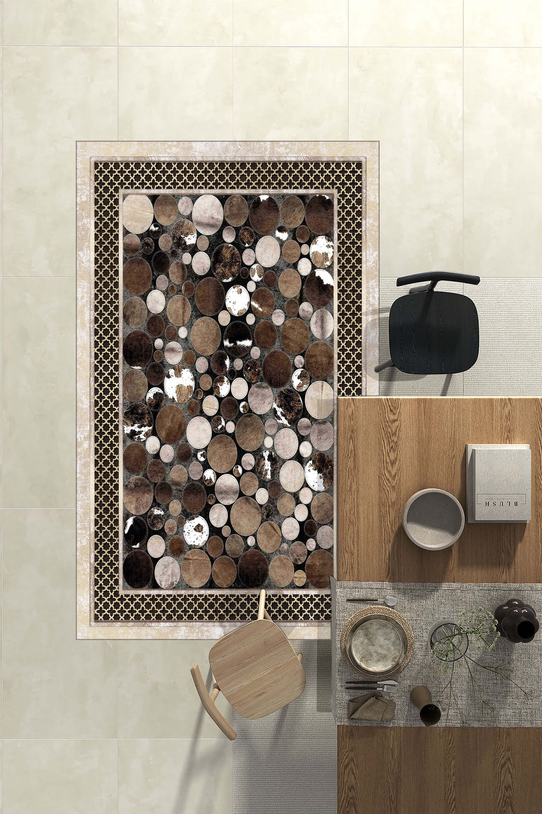 Minimal  Halı Örtüsü – Kaymaz, Yıkanabilir, Modern Halı Desen 3038