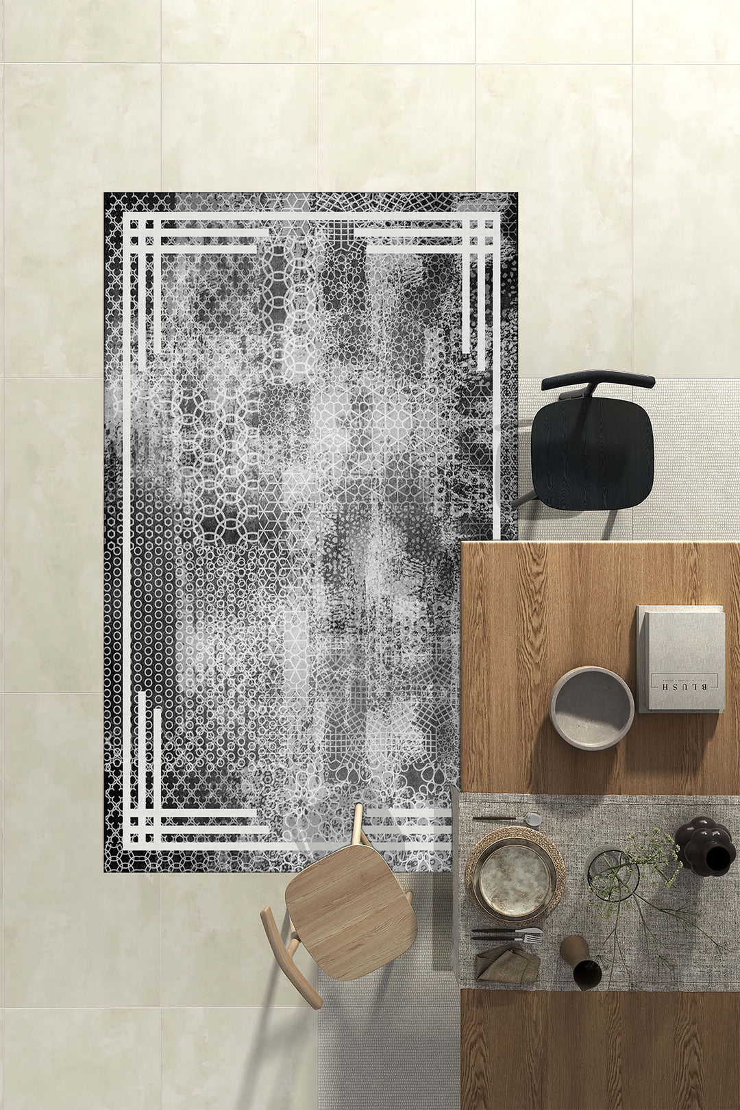 Minimal  Halı Örtüsü – Kaymaz, Yıkanabilir, Modern Halı Desen 3041