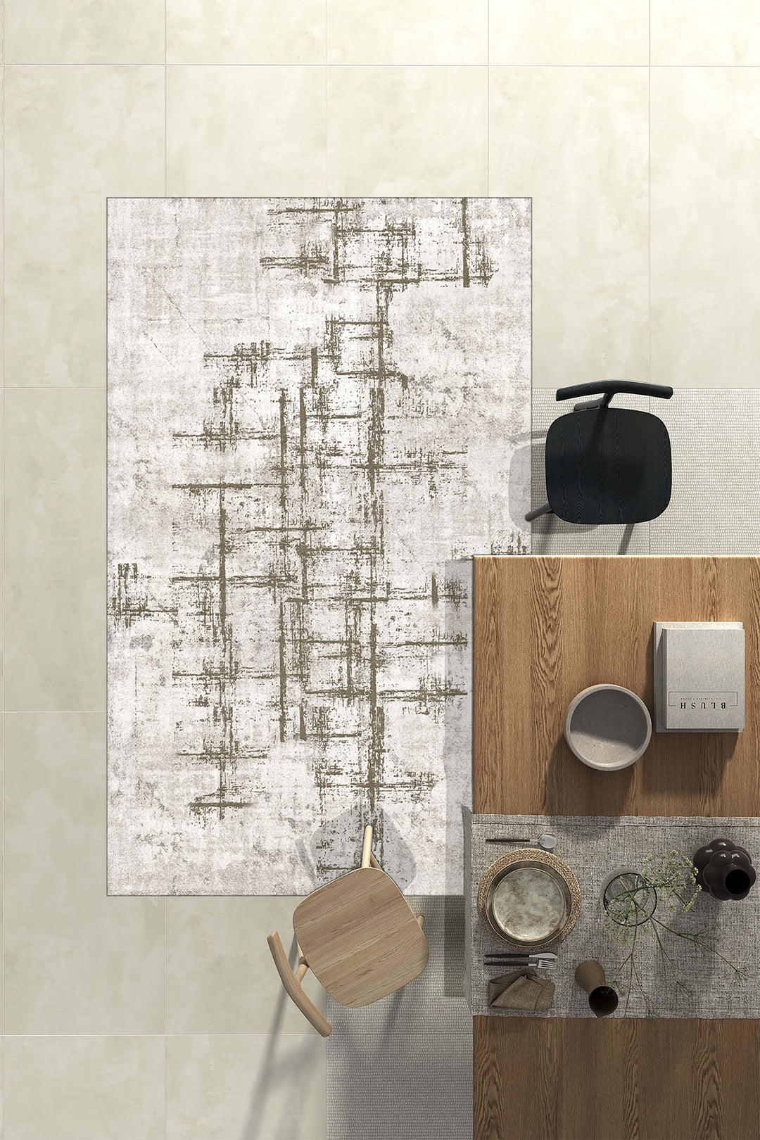Minimal  Halı Örtüsü – Kaymaz, Yıkanabilir, Modern Halı Desen 3042