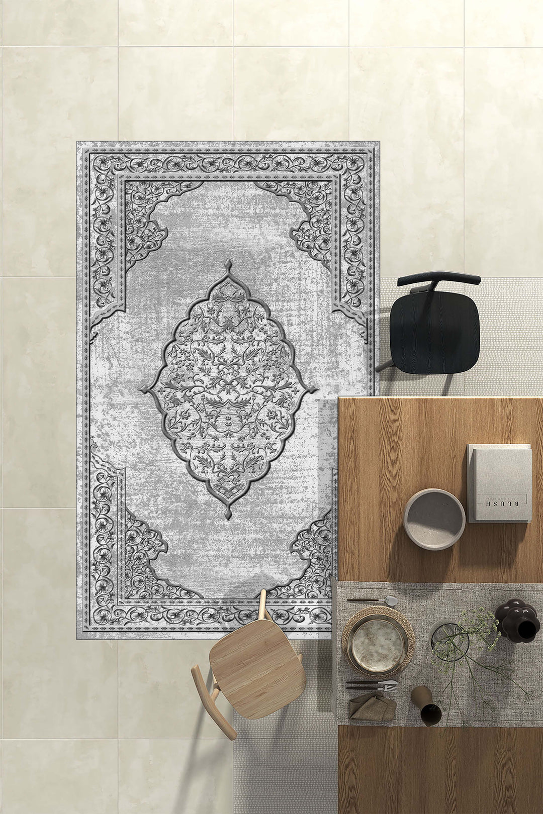 Minimal  Halı Örtüsü – Kaymaz, Yıkanabilir, Modern Halı Desen 3043
