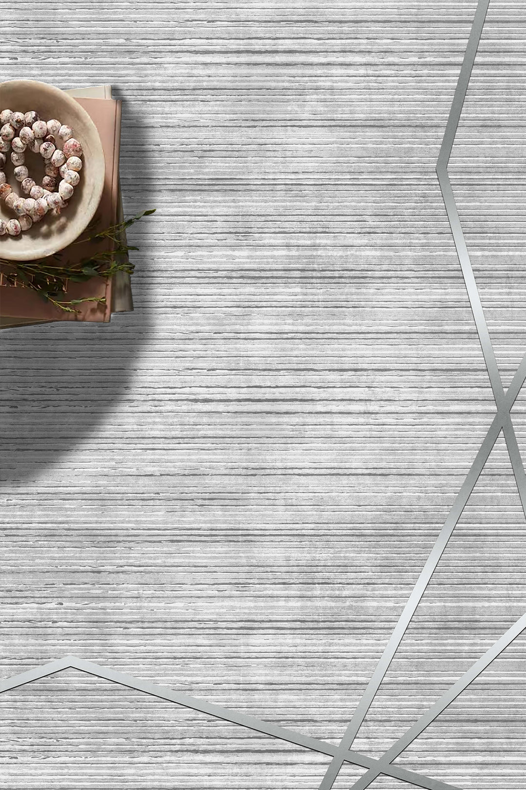 Modern Gri Geometrik Desenli Halı Örtüsü – Kaymaz Taban, Leke Tutmaz