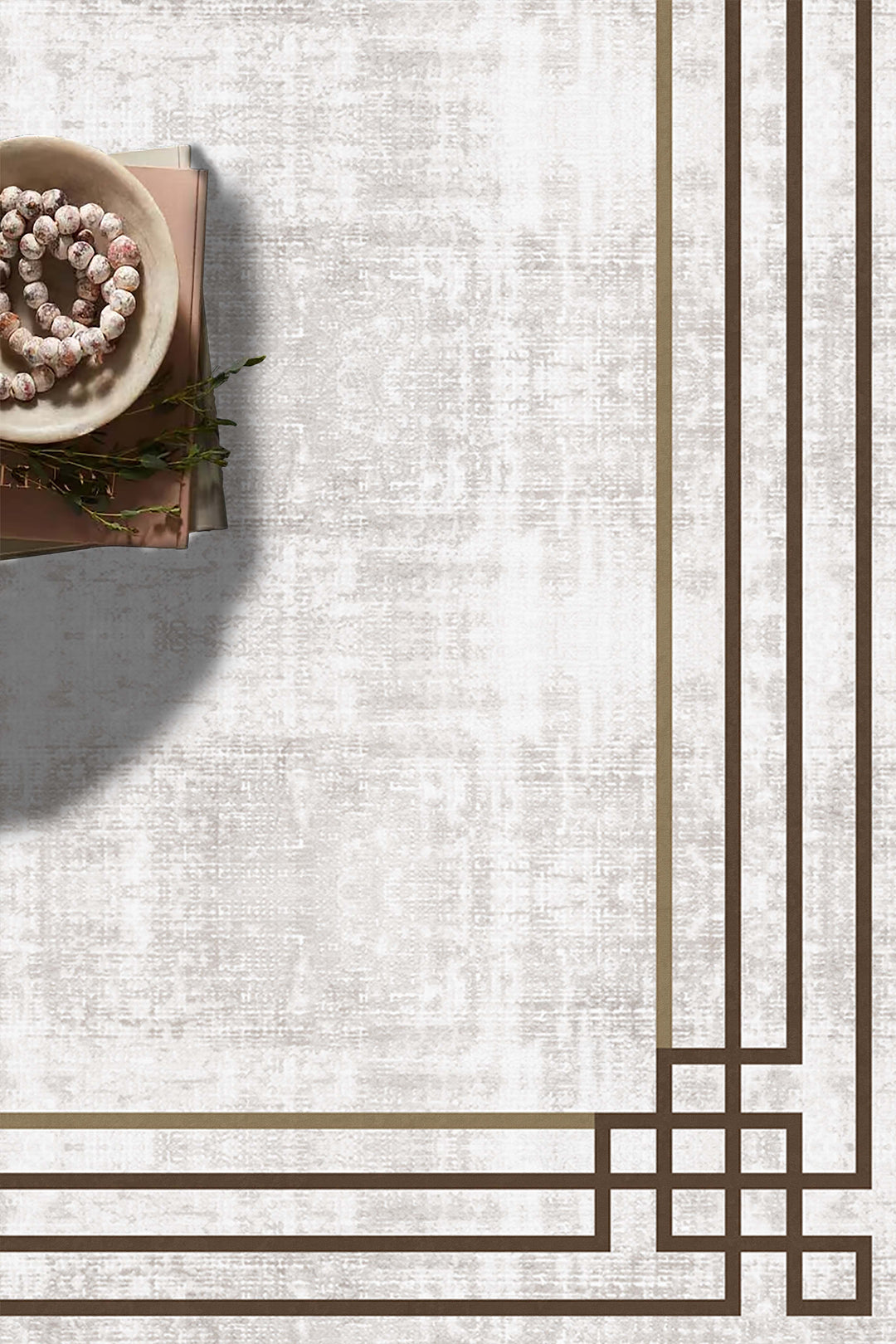 Minimal Çizgili Krem Halı Örtüsü – Kaymaz, Yıkanabilir, Modern Kahverengi Geometrik Desen