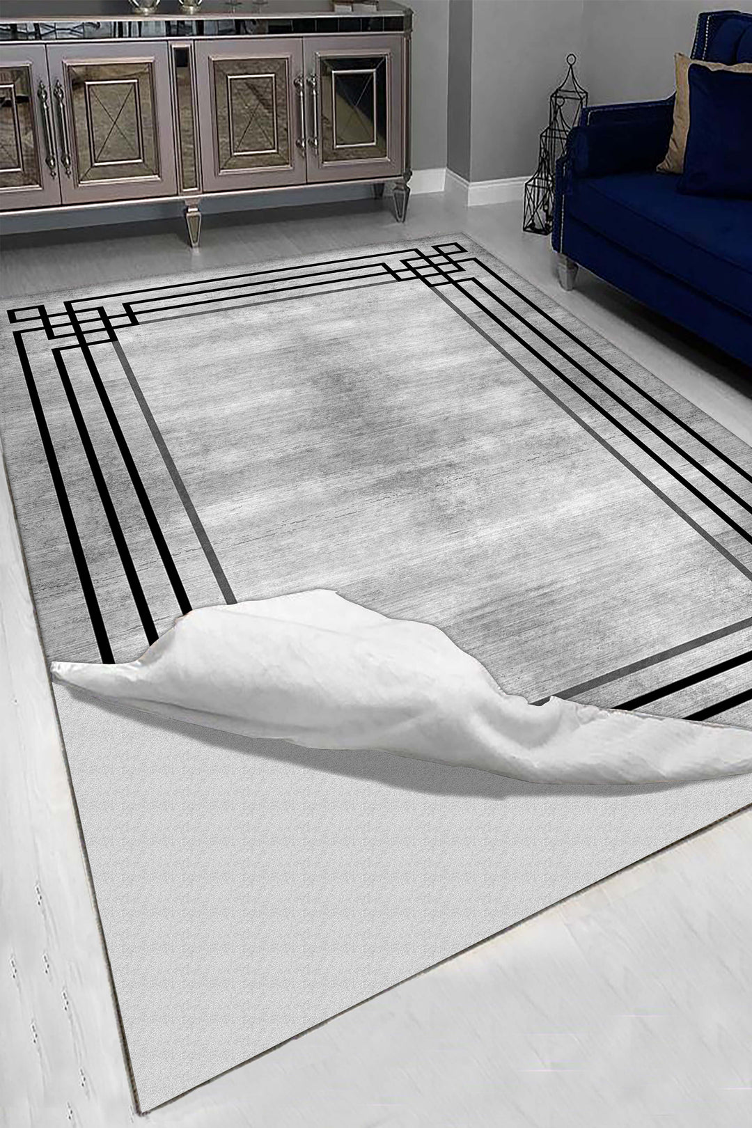 Minimal Çizgili Krem Halı Örtüsü – Kaymaz, Yıkanabilir, Modern Kahverengi Geometrik Desen
