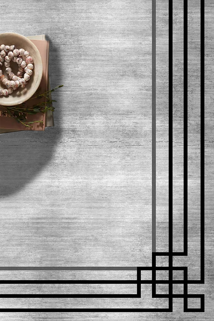 Minimal Çizgili Krem Halı Örtüsü – Kaymaz, Yıkanabilir, Modern Kahverengi Geometrik Desen