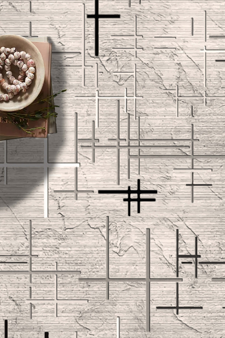 Minimal Çizgili Halı Örtüsü – Kaymaz, Yıkanabilir, Modern Kahverengi Geometrik Desen Halı Örtüsü
