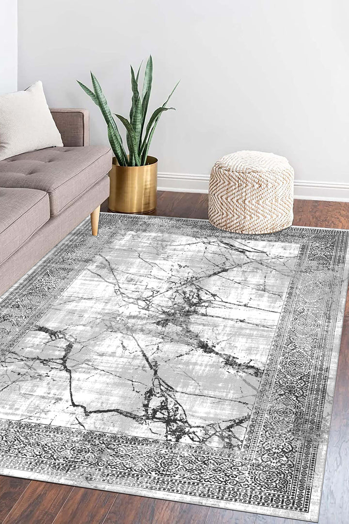 Minimal Çizgili Krem Halı Örtüsü – Kaymaz, Yıkanabilir, Modern Geometrik Desen